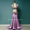Sexy Belly Dance Costume Female 2024 New Set High-End Custom Three-Dimensional Flower Package Hip Fishtail Skirt Costume