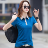 Summer Short Sleeve Women Polo Shirt Cotton Office Lady Fashion Elegant Style Plaid Neck Polo T Shirt For Women