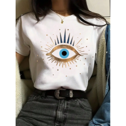 Women's Eye Print Short Sleeve T-Shirt