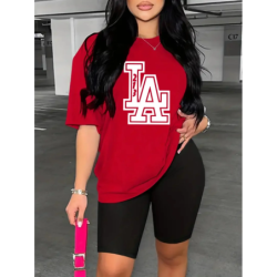 Casual Sports Short Sleeve T-shirts, Simple Letter Print Leisure Summer Top Tees, Women's Clothing