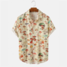 2023 Men's Hawaiian Shirt Fashion Casual Streetwear Turn-down Button Short Sleeve Cartoon Mushroom Beach Printed Shirt S