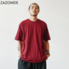 ZAZOMDE Cotton Harajuku Streetwear Blank T-shirt For Mens Fashion Male Tee Hip Hop Clothes Solid Plain Plus Size 5xl Ove