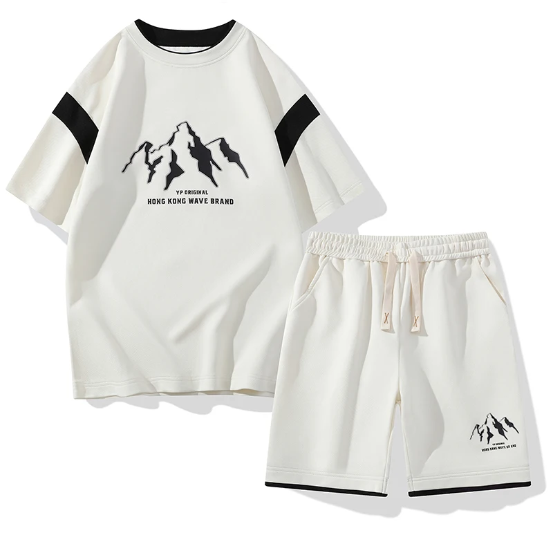 Fashion Summer Men Oversized T-shirt Two Piece New 2024 Men's Shorts Set Short Sleeve Round Street Casual Sportswear Sho