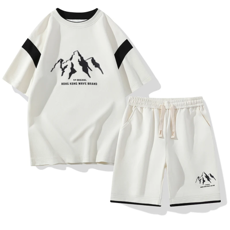 Fashion Summer Men Oversized T-shirt Two Piece New 2024 Men's Shorts Set Short Sleeve Round Street Casual Sportswear Sho