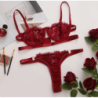 Sexy Woman Lace LingerieTransparent Underwear Fairy Embroidery Brief Sets Delicate Bra Kit Push Up Breves Sets Thin Erot