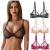 Varsmiss unlined solid lingerie transparent bra ultra-thin yarn underwear breathable sexy CDE cup bras